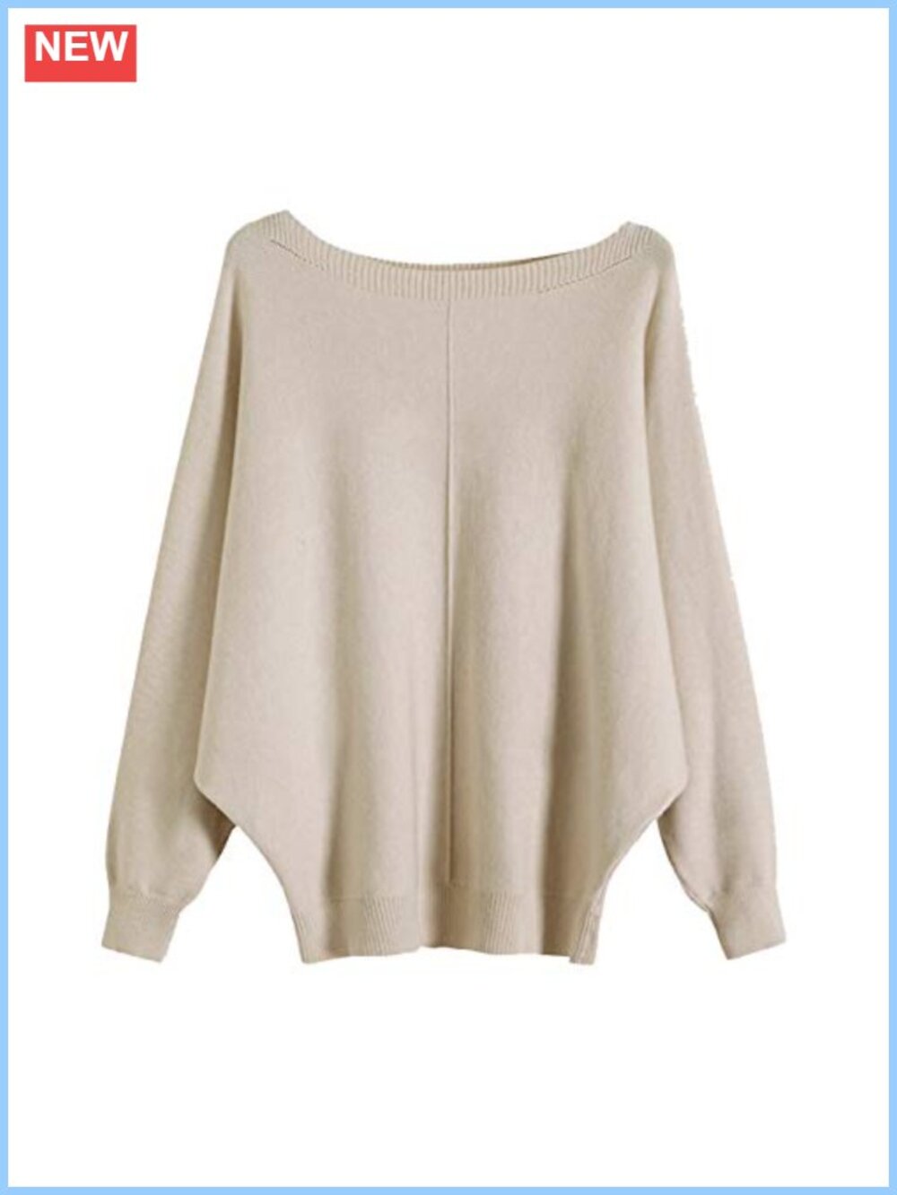Boat Neck Batwing Sleeve Dolman Knit Sweater, Oversized Cozy Pullover for Women